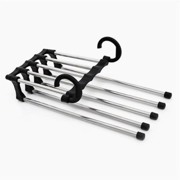 top sale trader 5 in 1 Space Saver Trouser Hangers Organizer Steel Pack of 5 Hangers For  Trousers