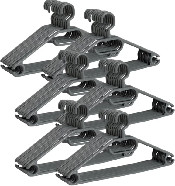 Formosa Plastic Clothes Hangers Grey 43cm 60 Pack [10x6P] Plastic Pack of 60 Hangers For  Shirt