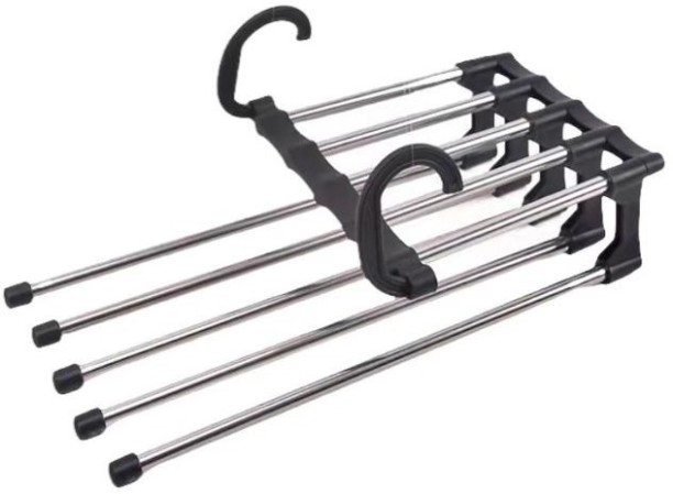 lilhe 5-in-1 Trouser Hanger Wardrobe Organizer Space-Saving Closet Hanger Steel Hanger For  Trousers