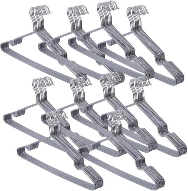 Wobuciko Clothes Hangers, Grey, Non-Slip, Pack of 100, Standard Size Steel Pack of 100 Hangers For  Dress