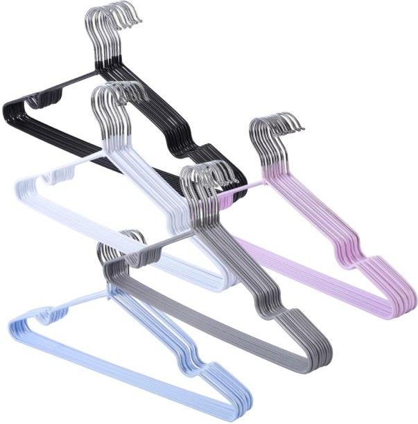 Wobuciko Clothes Hangers Set, Multi-Colour Pack of 50, Standard Size Steel Pack of 50 Hangers For  Dress