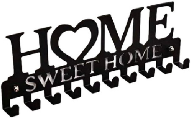 SA TRADE Home Key Rack Hanger- 10 Hooks- Black Steel Hanger For  Belt