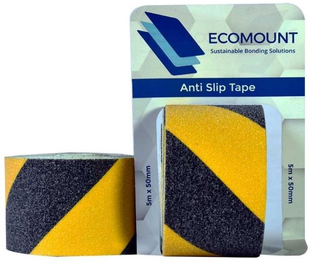 ECOMOUNT Anti-Slip Tape Black/Yellow warning 50mm x 5m ( 2 Pack ) 500 cm Anti Slip Tape