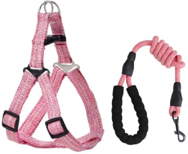 HOME GYM Dog Reflective Super soft Webbing H Harness - Pink Belt Harness