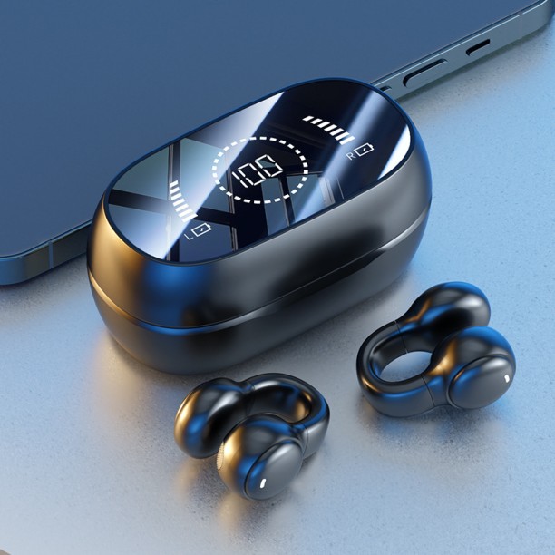 Solala Bluetooth headset, ear clip bone conduction Bluetooth headset, non-in-ear sports digital display long battery life headset Bluetooth Headset