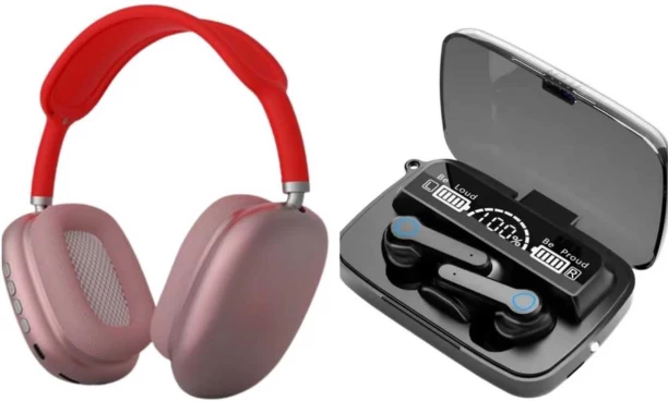 UG Headphones combo P9 Headphones with Wireless High Quality M19 Earbuds Combo Bluetooth Headset