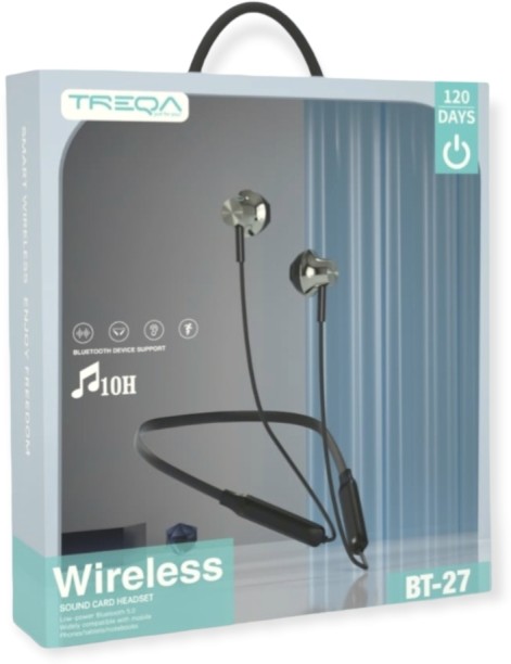 Treqa BT-27 Wireless Neckband Bluetooth Sports Earphones Bluetooth Headset