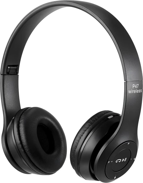 P47 Black Wireless Headphones Bluetooth & Wired Headset