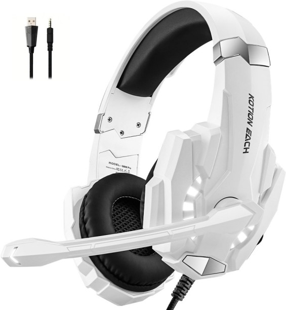 DW Kotion Each G9000 Pro LED Light Wired Gaming Headset - G9000 Pro - White Wired Headset