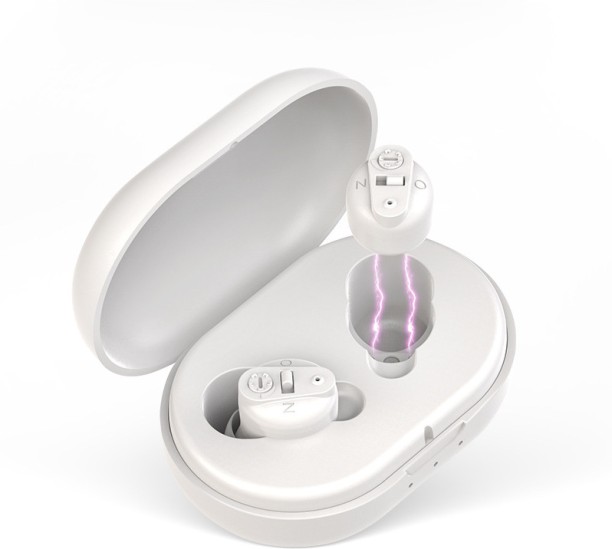 Fariedl Hearing aids for the elderly, rechargeable hearing aids with noise reduction (white) Wireless without Mic Headset