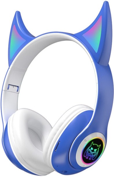 Gadgetgyz STN25 Devil Ear RGB Light Wireless Music Headset For Children with Mic(Blue) Bluetooth & Wired Headset
