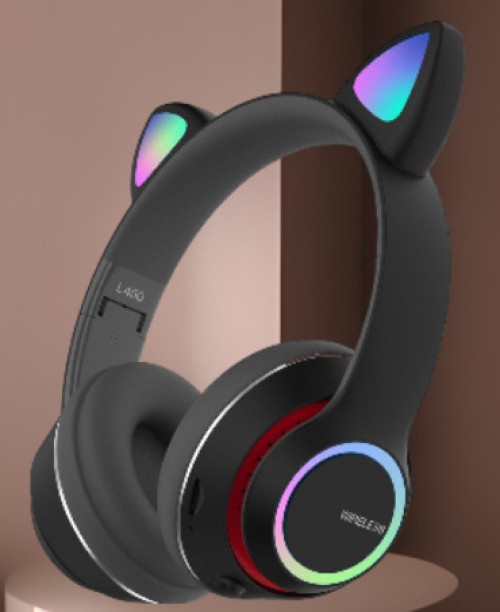 wireless black cat ear headphones Bluetooth without Mic Headset