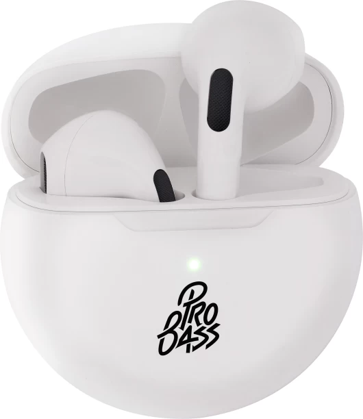 Pro Bass Future Series True Wireless Earphones with Charging Case - White Bluetooth Headset