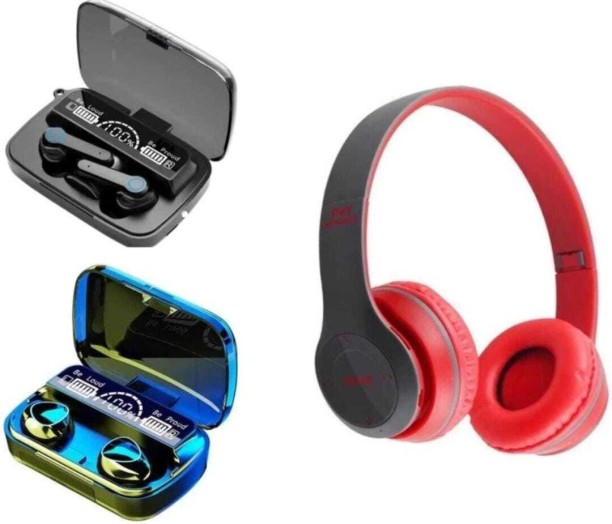 BT COMBOS P47 Wireless Headphones with M10 And M19 Earbuds Bluetooth Headset