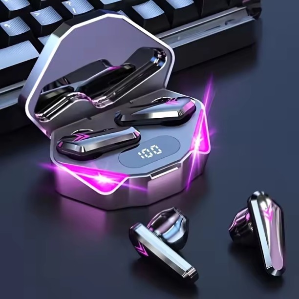 Fantasy Town TWS Low Latency Gaming Earbuds - Bluetooth 5.3 LED Display Noise Cancelling Long Battery Life Bluetooth without Mic Headset