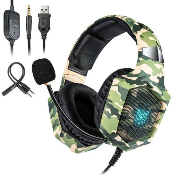 Gadgetgyz Onikuma K8 Wired Stereo comfortable Gaming Headphone - Camo Green Bluetooth & Wired Headset