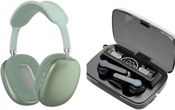 UG Headphones combo P9 Headphones with Wireless High Quality M19 Earbuds Combo Bluetooth Headset