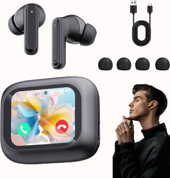 Fariedl Translation headphones, in-ear wireless Bluetooth LED full color touch screen m6 noise reduction headphones Bluetooth without Mic Headset