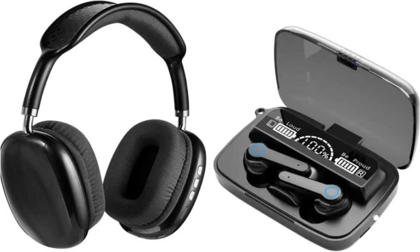 UG Headphones combo P9 Headphones with Wireless High Quality M19 Earbuds Combo Bluetooth Headset