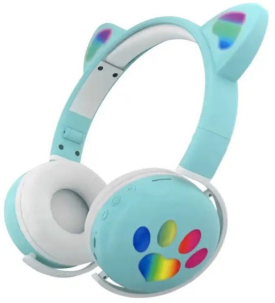 SUPER E Wolulu AS-51253 Bluetooth Cat Ear RGB LED Wireless Headphone Bluetooth & Wired Headset