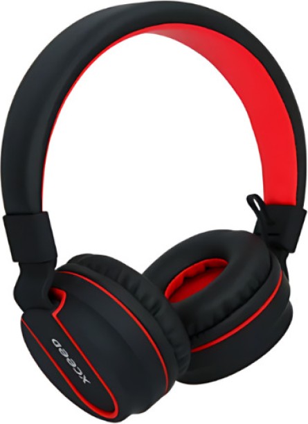 xceed Xceed_ Pulse Black & Red Foldable WiredHeadphones Bluetooth without Mic Headset