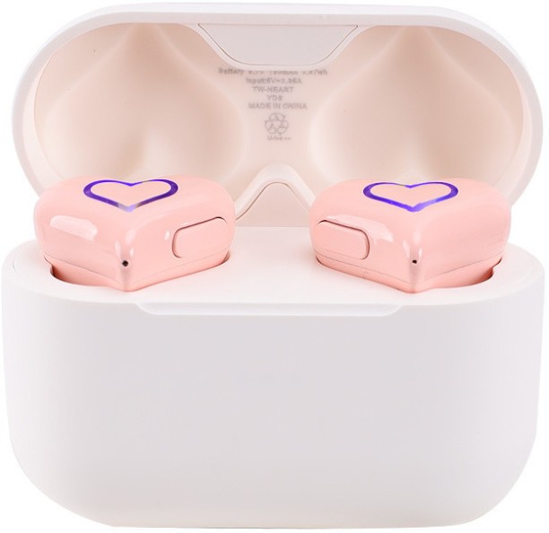 Spark Upgraded Heart Shaped Earbuds with Light, Earbuds Stylish Luminous with Charging Case Bluetooth Headset