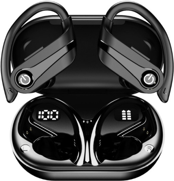 Spark Open Ear Bluetooth 5.4 Earbuds with Ear Hooks 50H Playtime Ear Buds LED Display Charging Case Bluetooth Headset