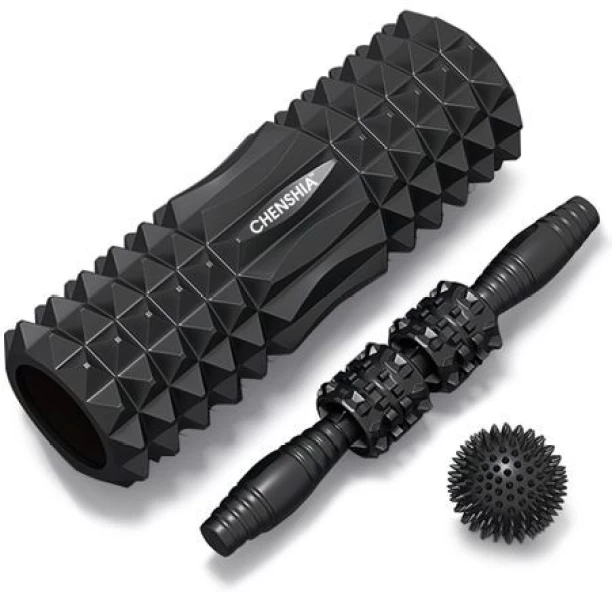 chenshia Fitness Recovery Set – Foam Roller, Massage Stick, and Ball for Muscle Relief and Mobility