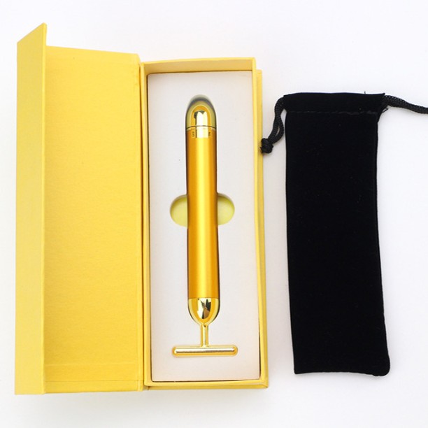 24k Gold Energy Beauty Bar / Electric T-Shaped Facial Massager Electric Gold T-Shaped Facial Massager