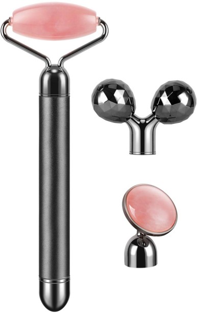 ALANES 3-IN-1 Electric Jade Roller Vibrating Facial Roller & Face Massager-Black