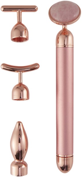 ALANES 4-in-1 Electric Vibrating Jade Roller Facial Lifting Massager-Rose Golden