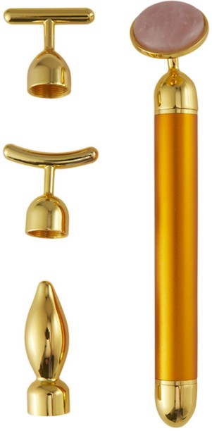 ALANES 4-in-1 Electric Vibrating Jade Roller Facial Lifting Massager-Golden