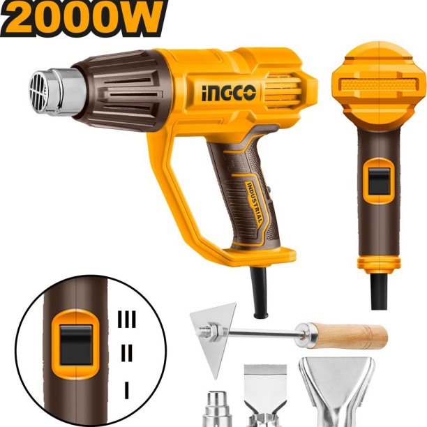 INGCO Heat Gun + Accessories Variable Heat Gun