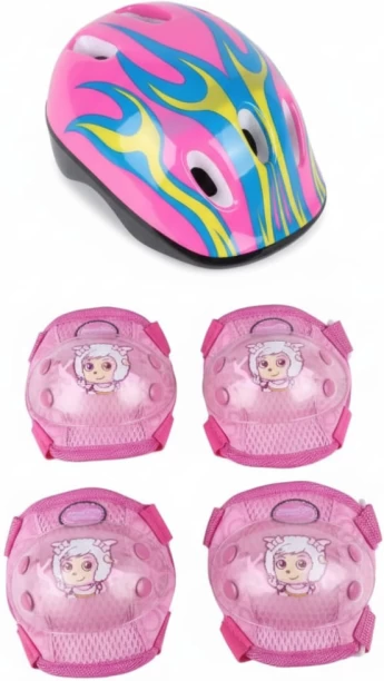 Generic Kids 5-Piece Cycling & Skating Safety Gear Set – Blue Helmet with Knee, Elbow & Wrist Pads Cycling Open Face Helmet