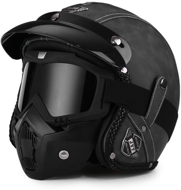 JYT Retro 3/4-face motorcycle helmet Leather motorcycle helmet Masked helmet Cycling Open Face Helmet
