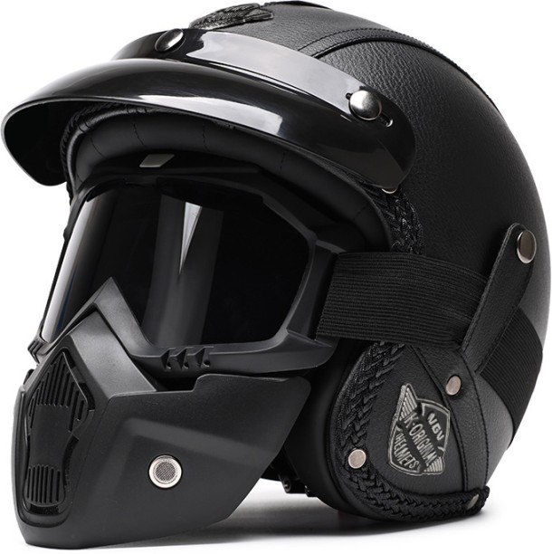 JYT Retro 3/4-face motorcycle helmet Leather motorcycle helmet Masked helmet Cycling Open Face Helmet