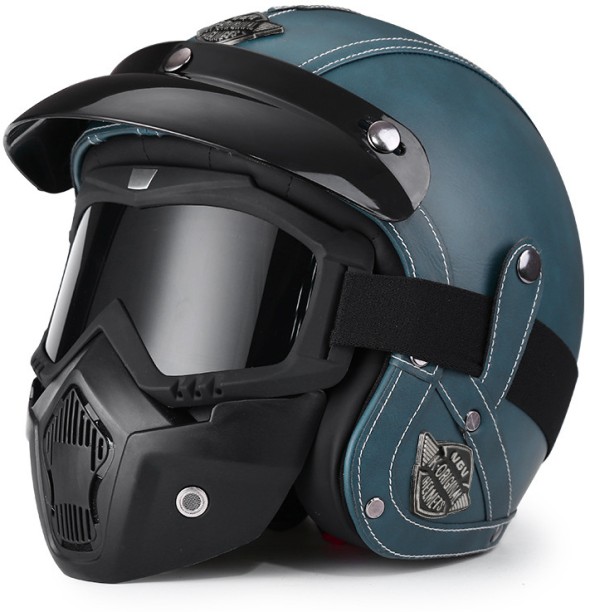 JYT Retro 3/4-face motorcycle helmet Leather motorcycle helmet Masked helmet Cycling Open Face Helmet