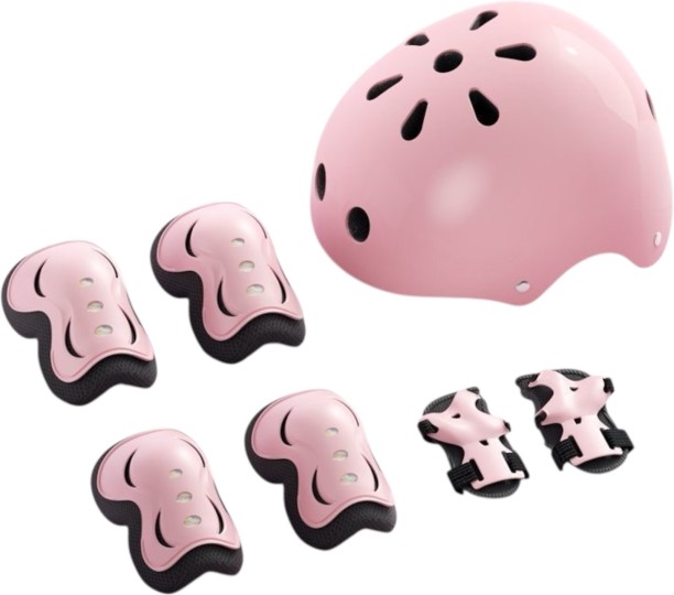 Yadeno Kids Protective Gear Set, Bike Helmet with Knee Elbow Wrist Pads, Ages 6-14 Years, (7 Pieces) Skateboarding Open Face Helmet