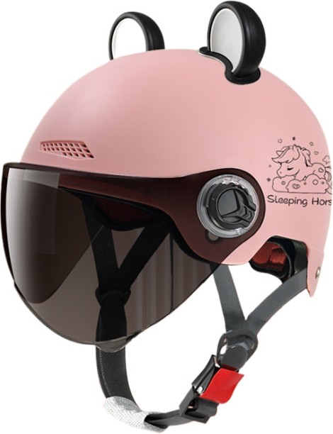 OLOEY Adorable motorcycle helmet with ears Cycling Half Face Helmet