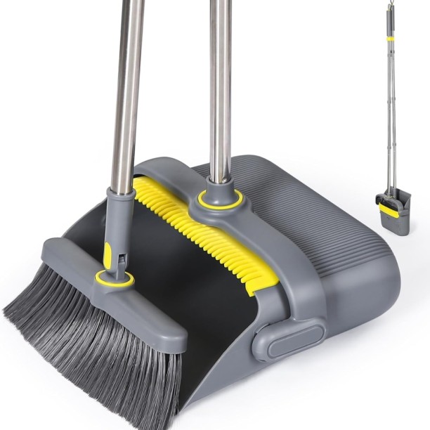 Generic F23-6-3 Foldable Bristle Broom and Dustpan Set with Long Handle Home  Broom