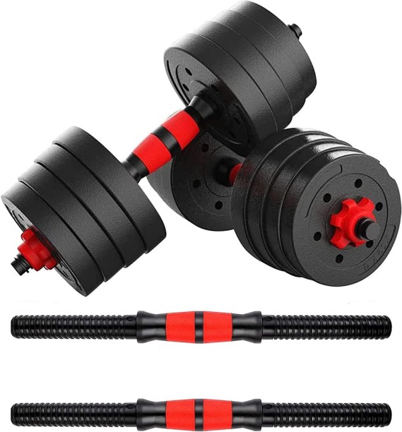 Flexi Muscles 40 kg adjustable dumbbell and barbell weights set for gym 40kg Home Gym Combo