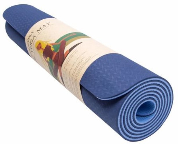 SA TRADE Yogi Eco-Friendly Non-Slip TPE Double Sided Yoga Mat - Gym Accessory - Navy & Light Blue Home Gym Combo