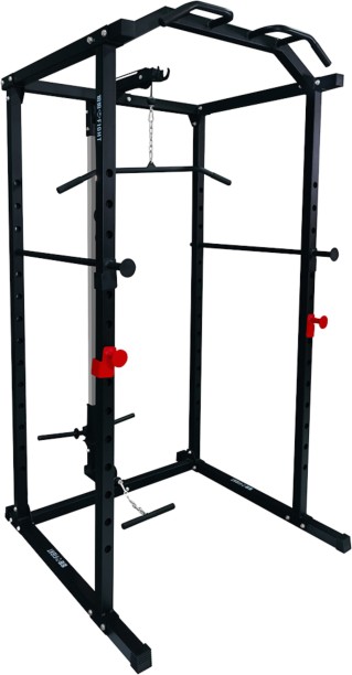 1818 Fight 4 Post Adjustable Rack with High/Low Pulley System and Pull-Up Bar Home Gym Combo