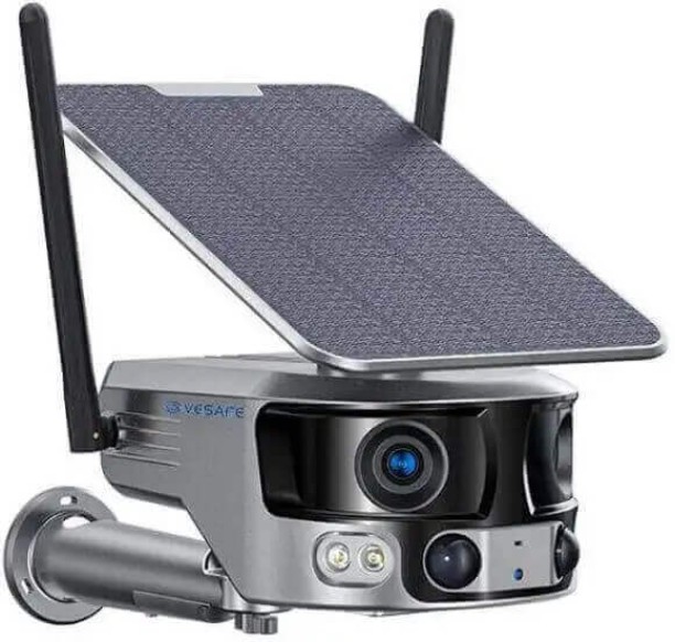 Perfect Dealz Solar 180° Dual Lens 4G WI-FI 4K Panoramic Camera 4MP+4MP Outdoor Security Camera with Night Vision and Wi-Fi Connectivity