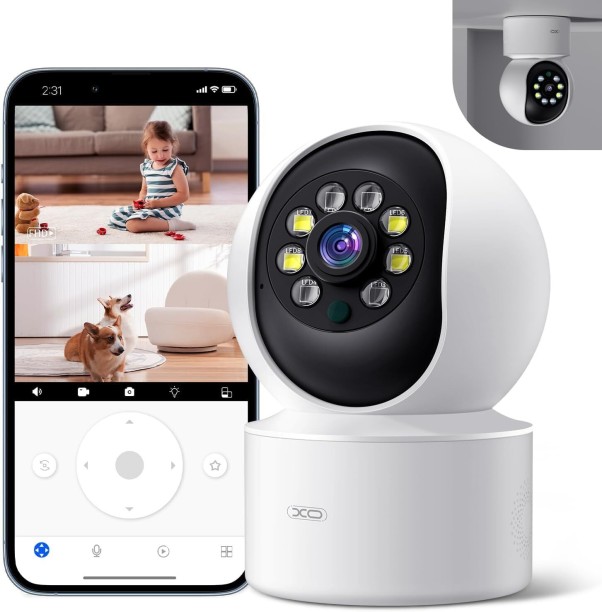 XO 3MP Indoor Security Camera with Remote Pan & Tilt, Night Vision and Wi-Fi, Mi Home app Connectivity