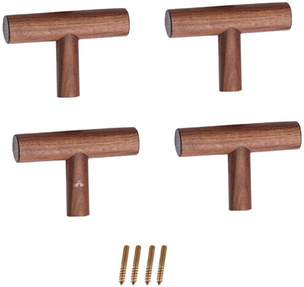 ALANES 4 Pack Wooden Wall Hooks Modern Natural Wood Hangers 4