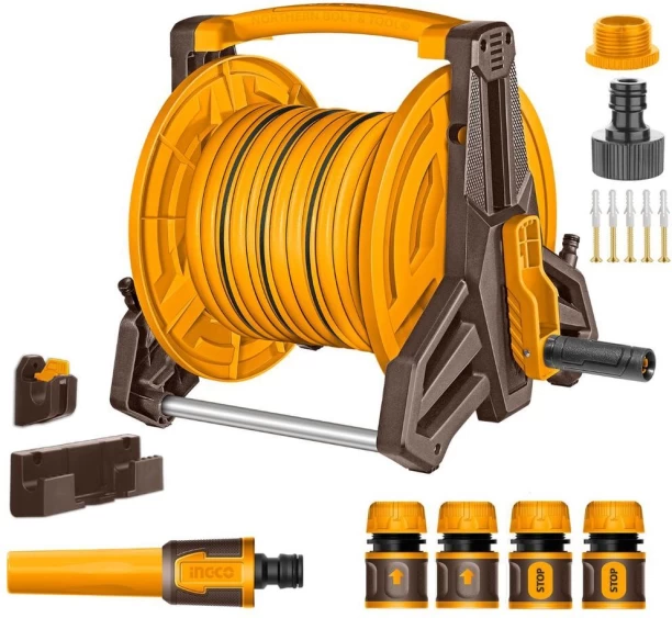 Ingco Hose Reel Set 20m Acrylic Garden Hose Stand