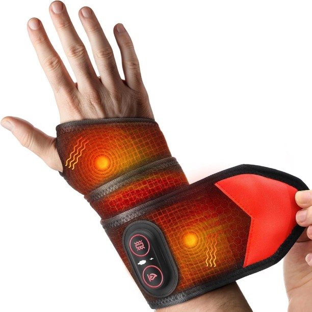 Fariedl Hand Heating， Hand Heating，Cordless Wrist Hand Heating Pad Massage for Pain Relief, Rechargeable Heated Wrist Brace for Carpal Tunnel, Red Light Therapy Heated Wrist Massager Wrap for Arthritis, Black Pack