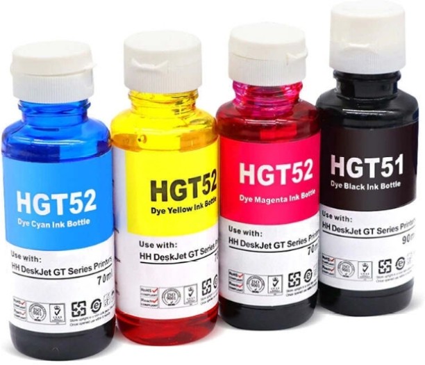 HP GT51,52 Generic B/C/M/Y Value Bottles Black and Tri Colour Combo Pack Ink Bottle