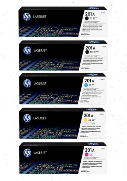 HP Genuine HP 201A Black/Cyan/Yellow /Magenta plus extra. Black Toner Cartridge (1,500 pages 5PC Black and Tri Colour Combo Pack Ink Toner Powder